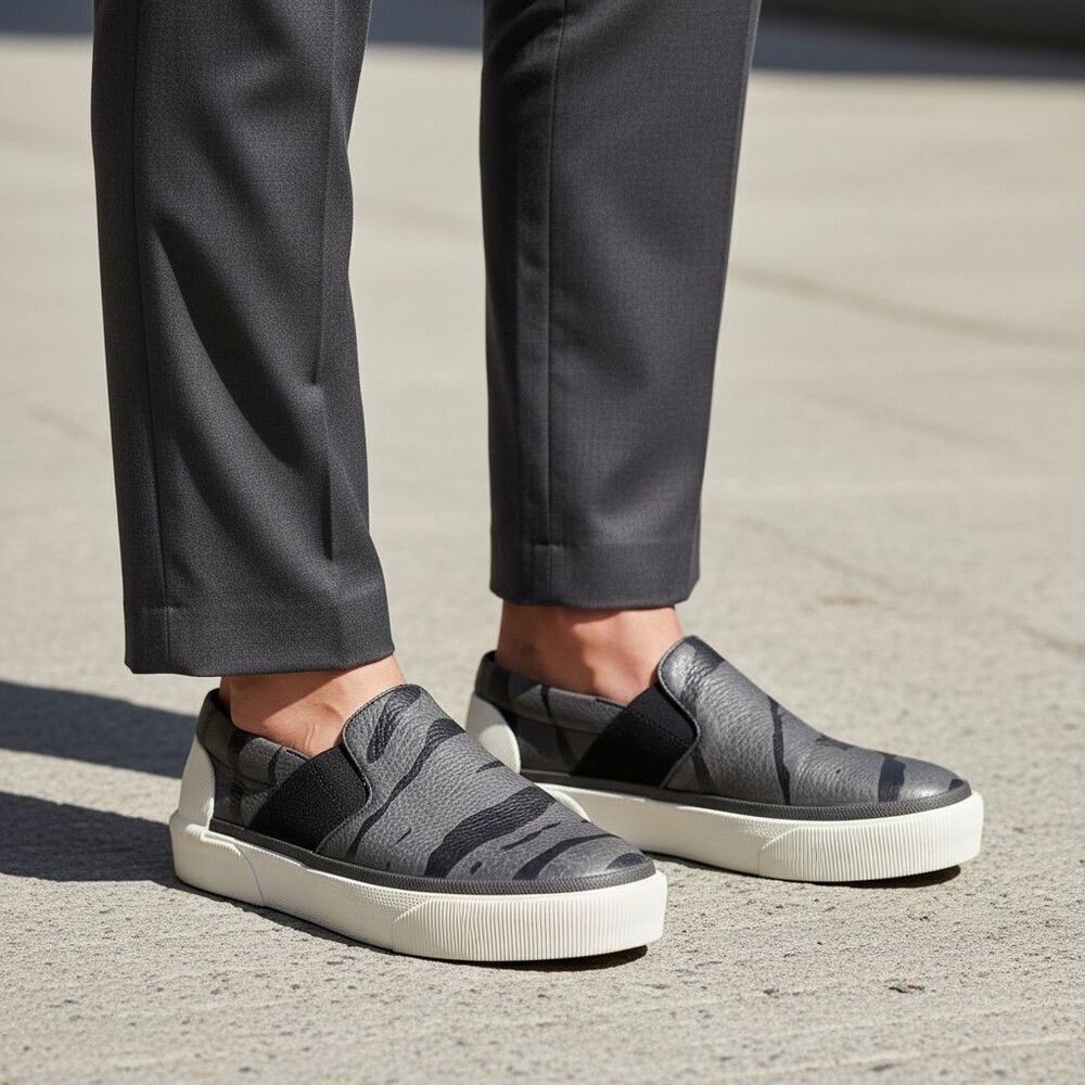 Lanvin Slip On Men's Sneakers Calfskin Nappa Leather Zebra Shoes Loafers Mens 6